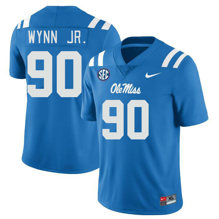 Ole Miss Rebels #90 Stephon Wynn Jr. College Football Jerseyes Stitched Sale-Powder Blue